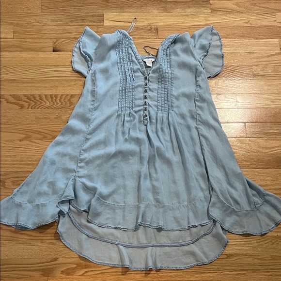 Intro. Sky Blue Button-Up Top Mini Dress - Picture 1 of 4